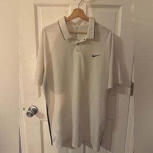 Tiger Woods Collection Polo Shirt White Ivory Black  Trim 2 Button Size XL